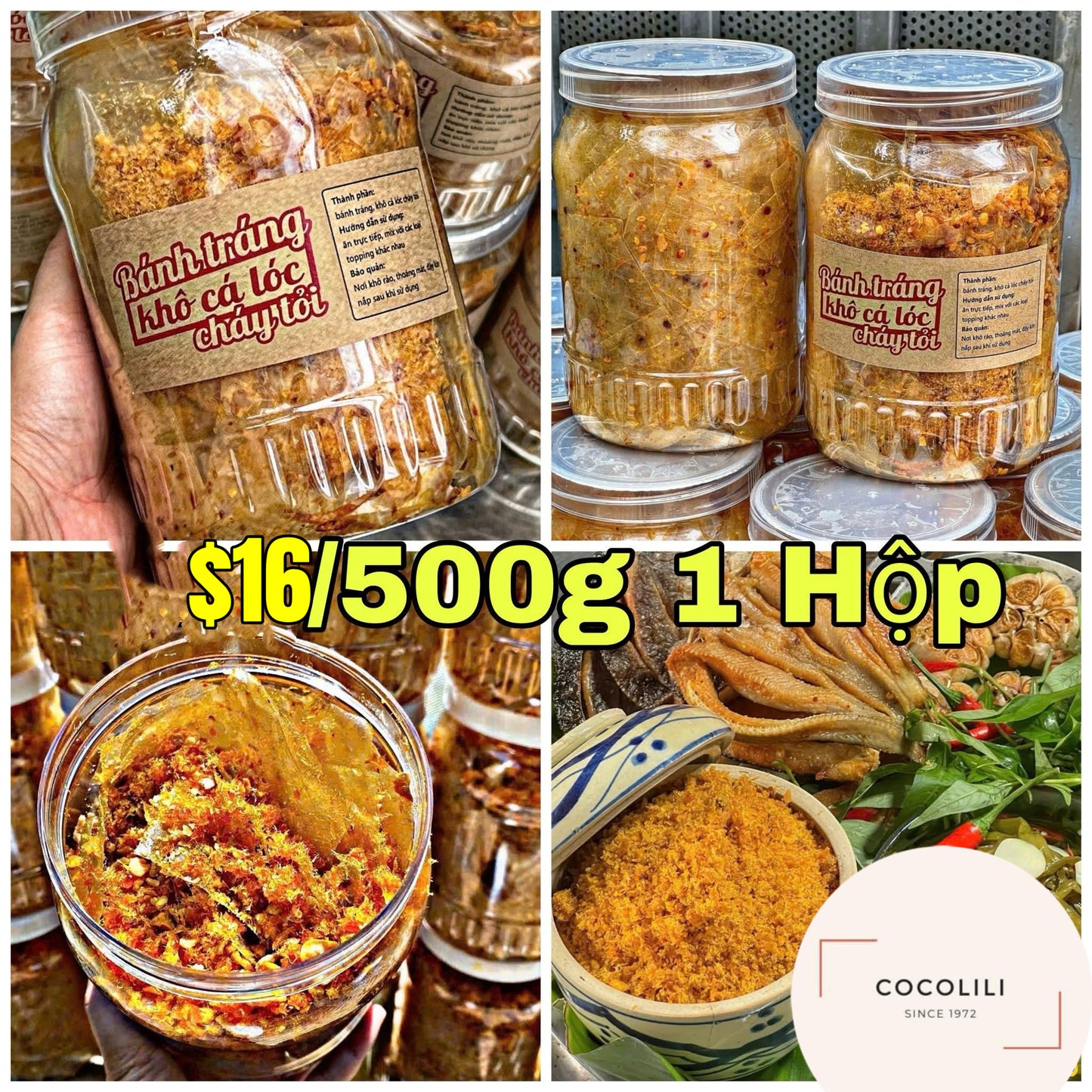Bánh tráng khô cá lóc cháy tỏi