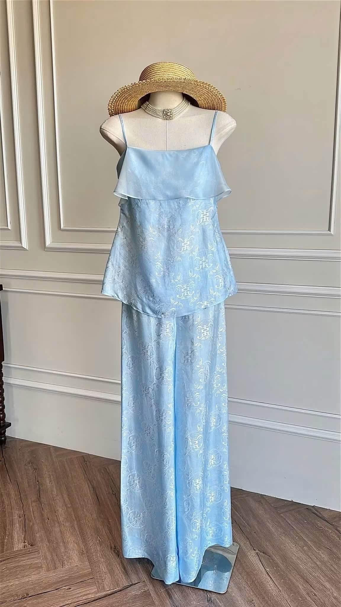 Y45 4602 - Set đồ bộ 2 dây lụa tơ tằm nha xá thọ dơi