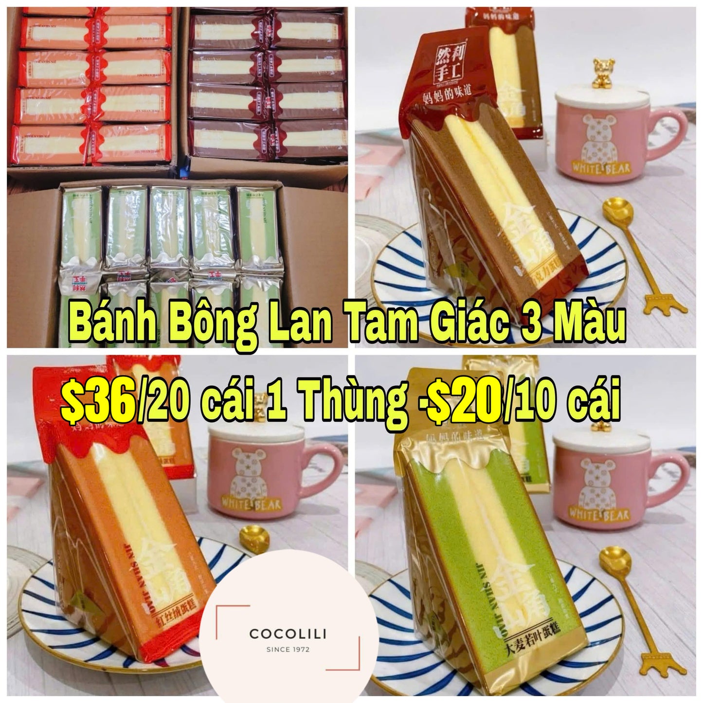 Bánh bông lan tam giác 3 màu