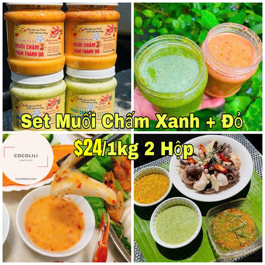 Set muối chấm xanh đỏ