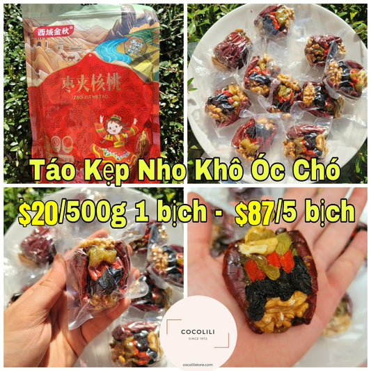 Táo kẹp nho khô óc chó