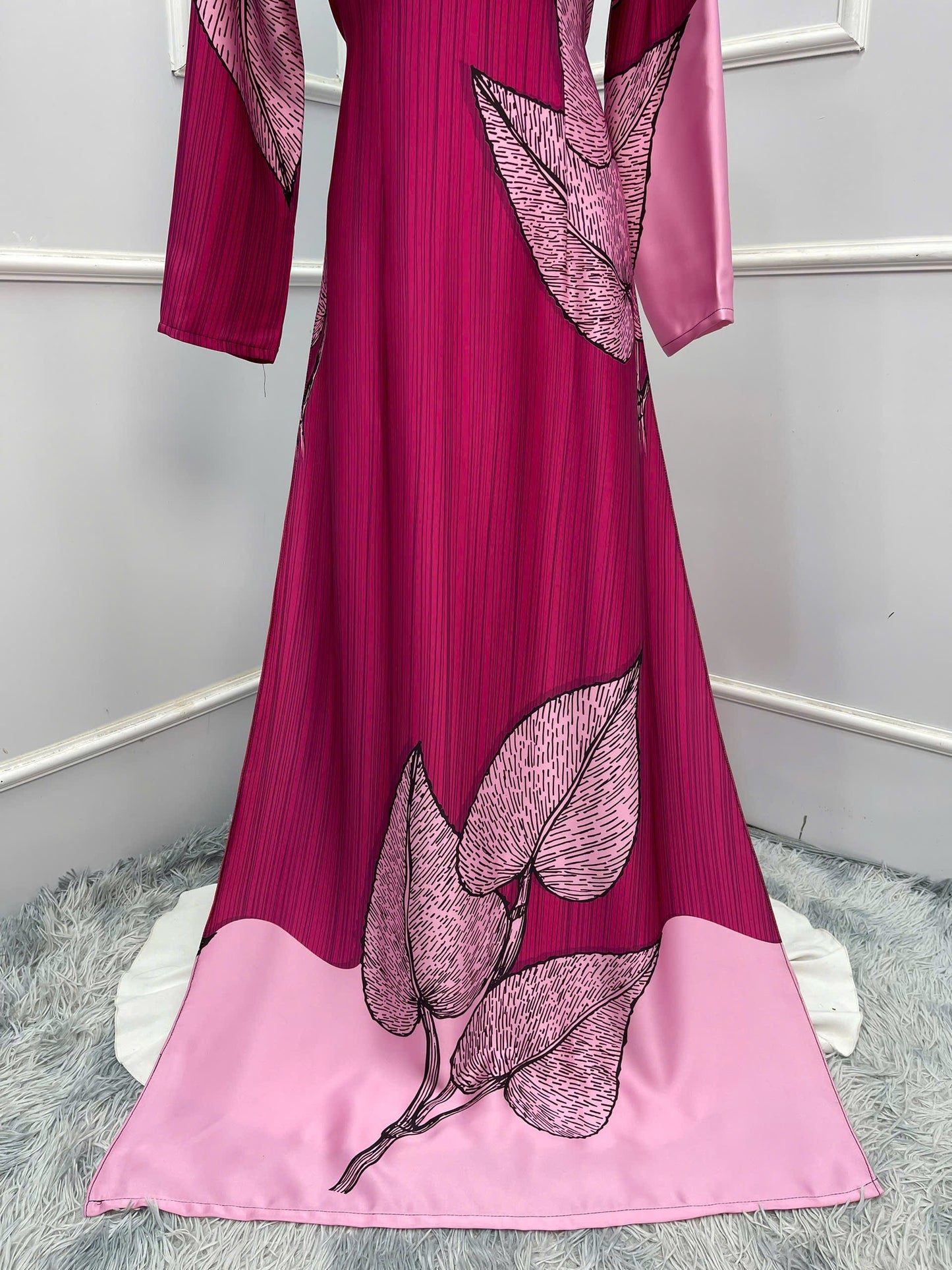 H309 1512 Áo only - Áo dài lụa ánh sao thiết kế màu hồng sen