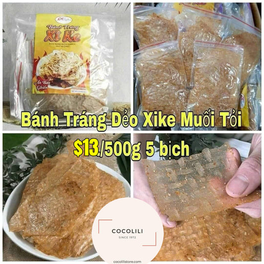 Bánh tráng dẻo xike muối tỏi