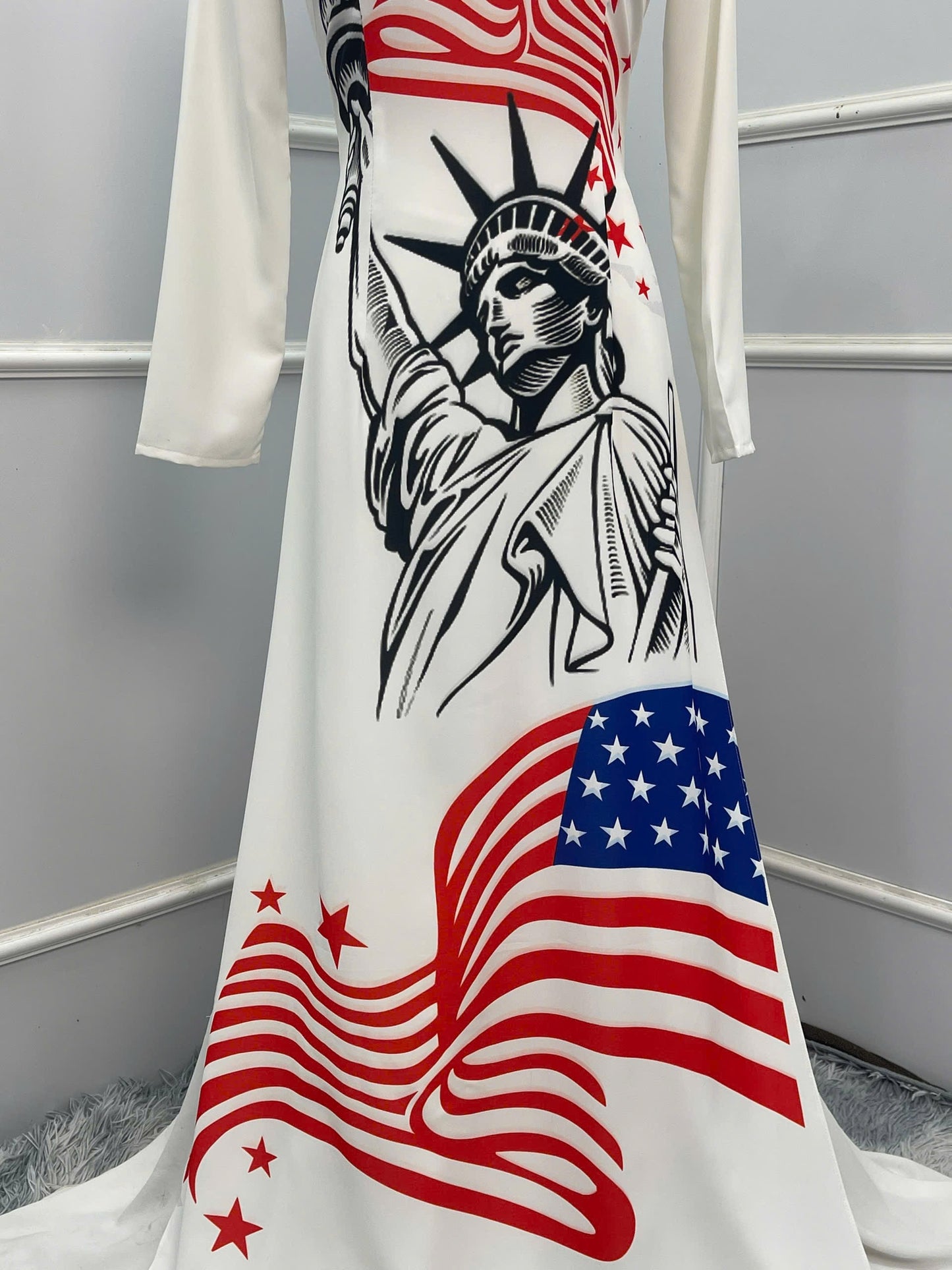 T614 Áo only - Áo dài cờ mỹ