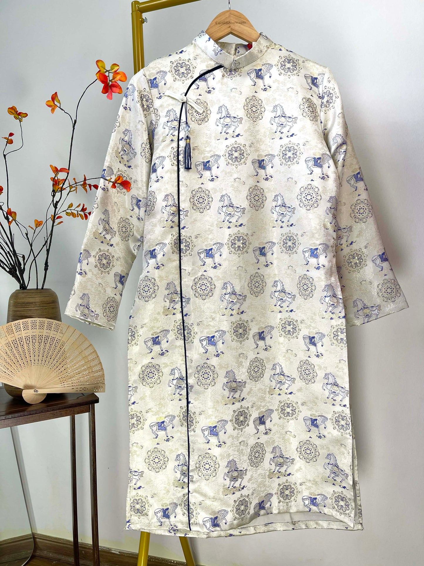 B119 2086 Áo only - Áo dài bố gấm ngựa