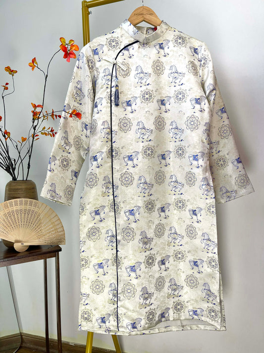 B119 2086 Áo only - Áo dài bố gấm ngựa