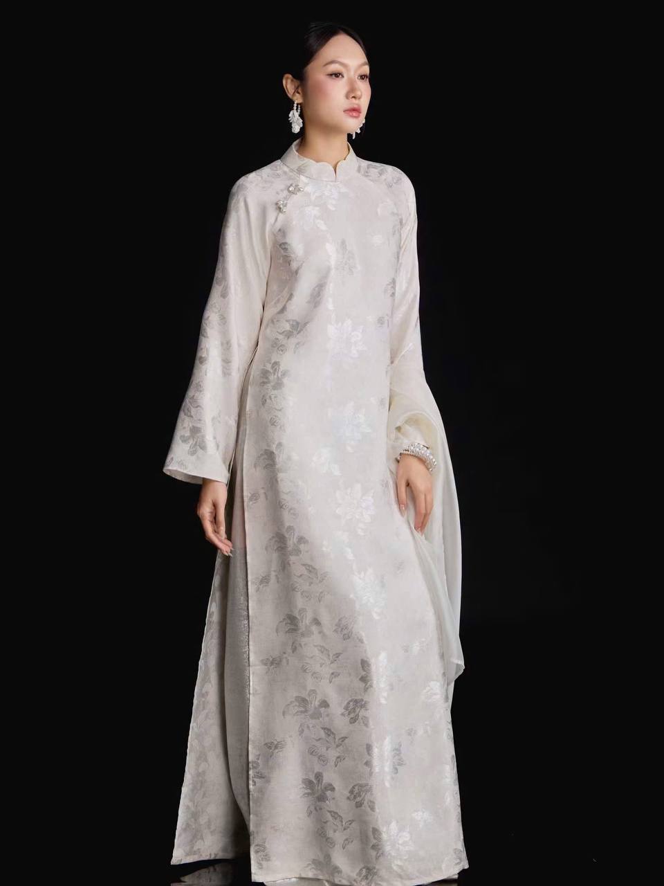 K88 Áo only no pants - Áo dài dáng suông 2 tà lụa tằm
