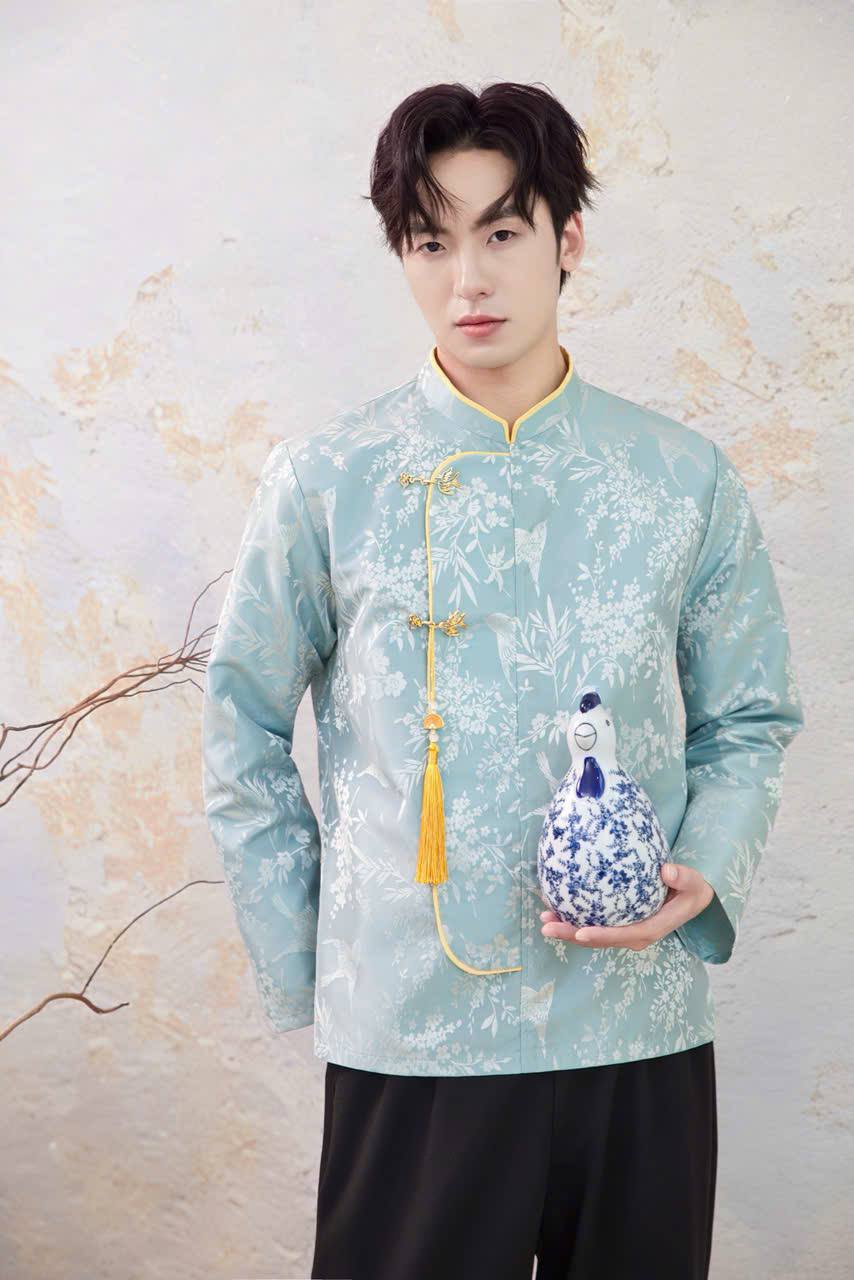BN226 - Áo nam ngắn lụa gấm