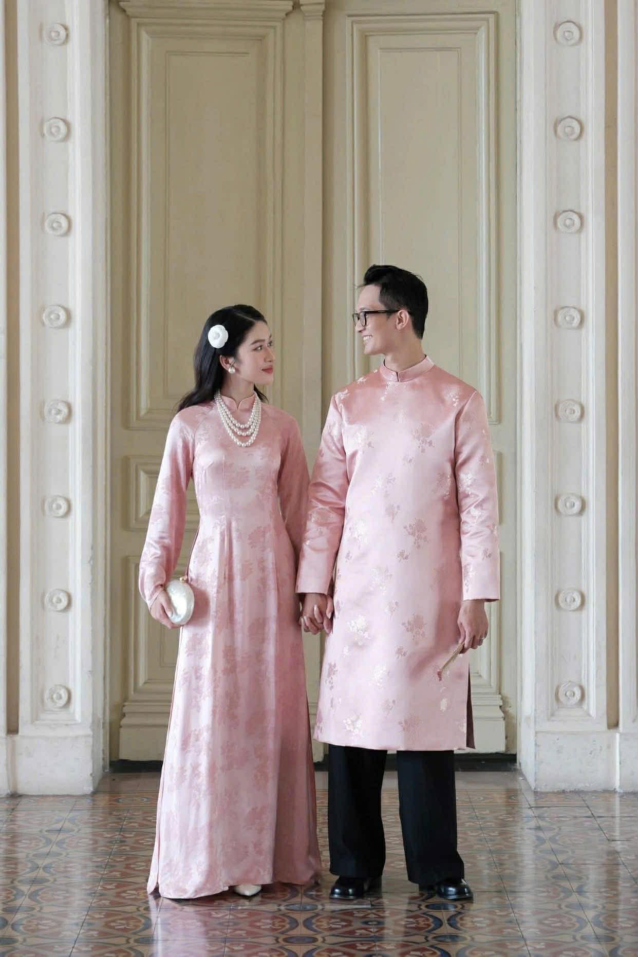 B114 2098 Áo only - Áo dài nam màu hồng