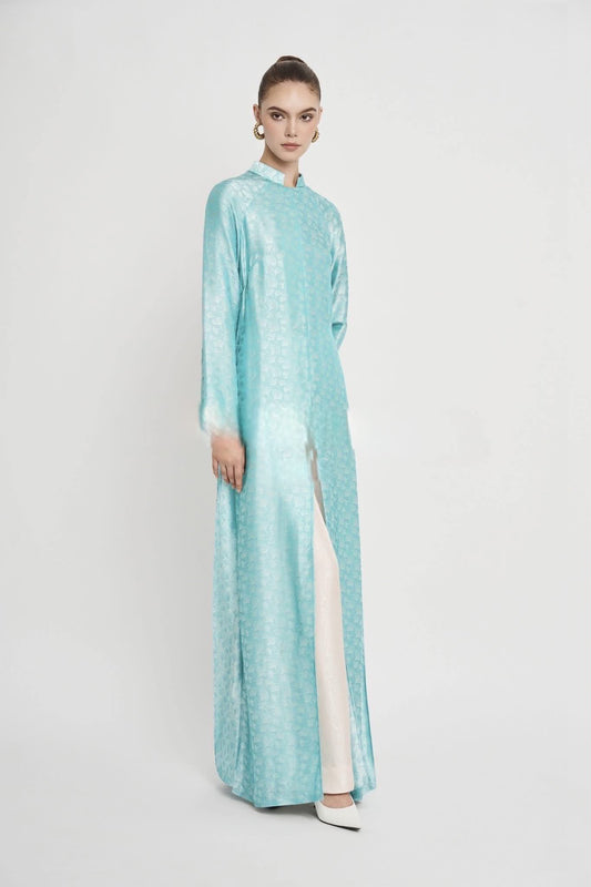 HD164 4470 Áo only no pants - Áo dài dáng suông 2 tà lụa nha xá