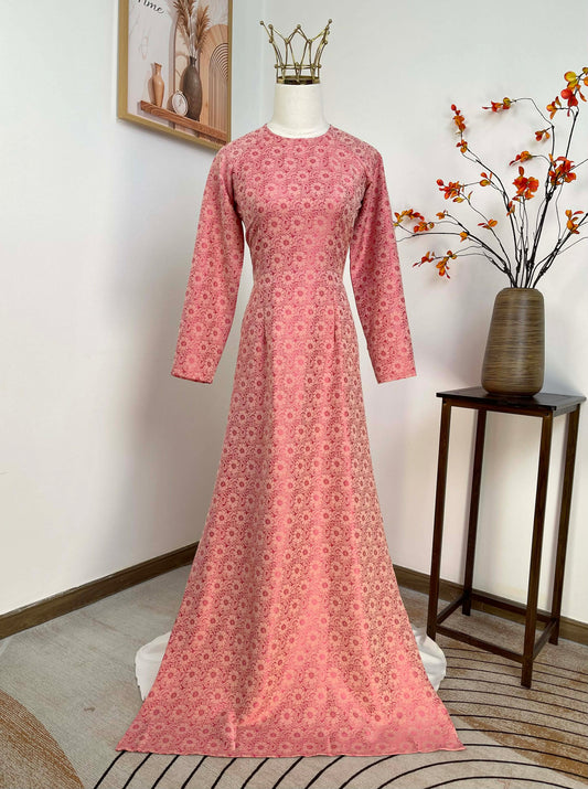 H449 1896 Áo only - Áo dài lụa 2 da màu hồng