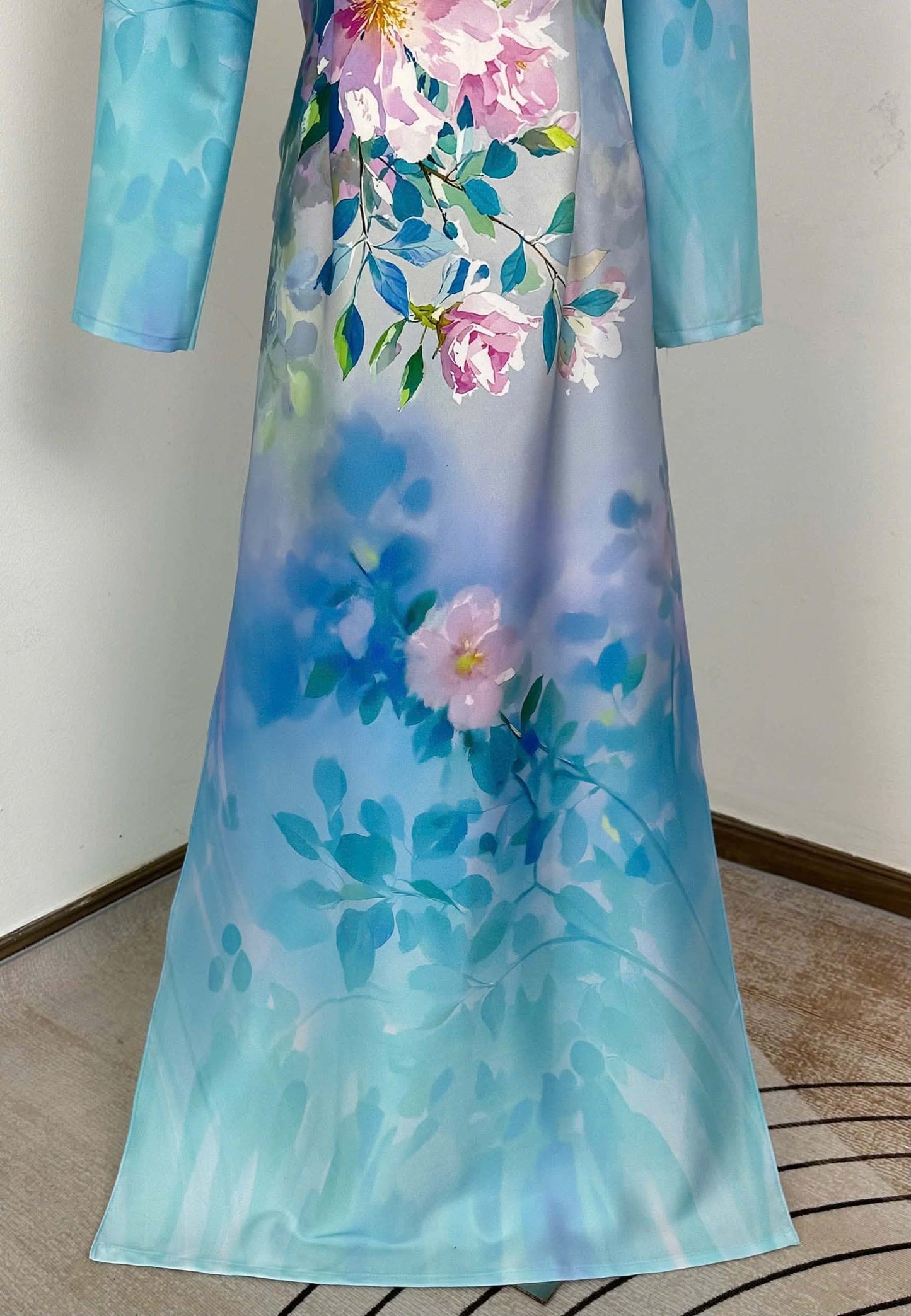 H966 4844 Áo only no pants - Áo dài dáng truyền thống chiết li eo