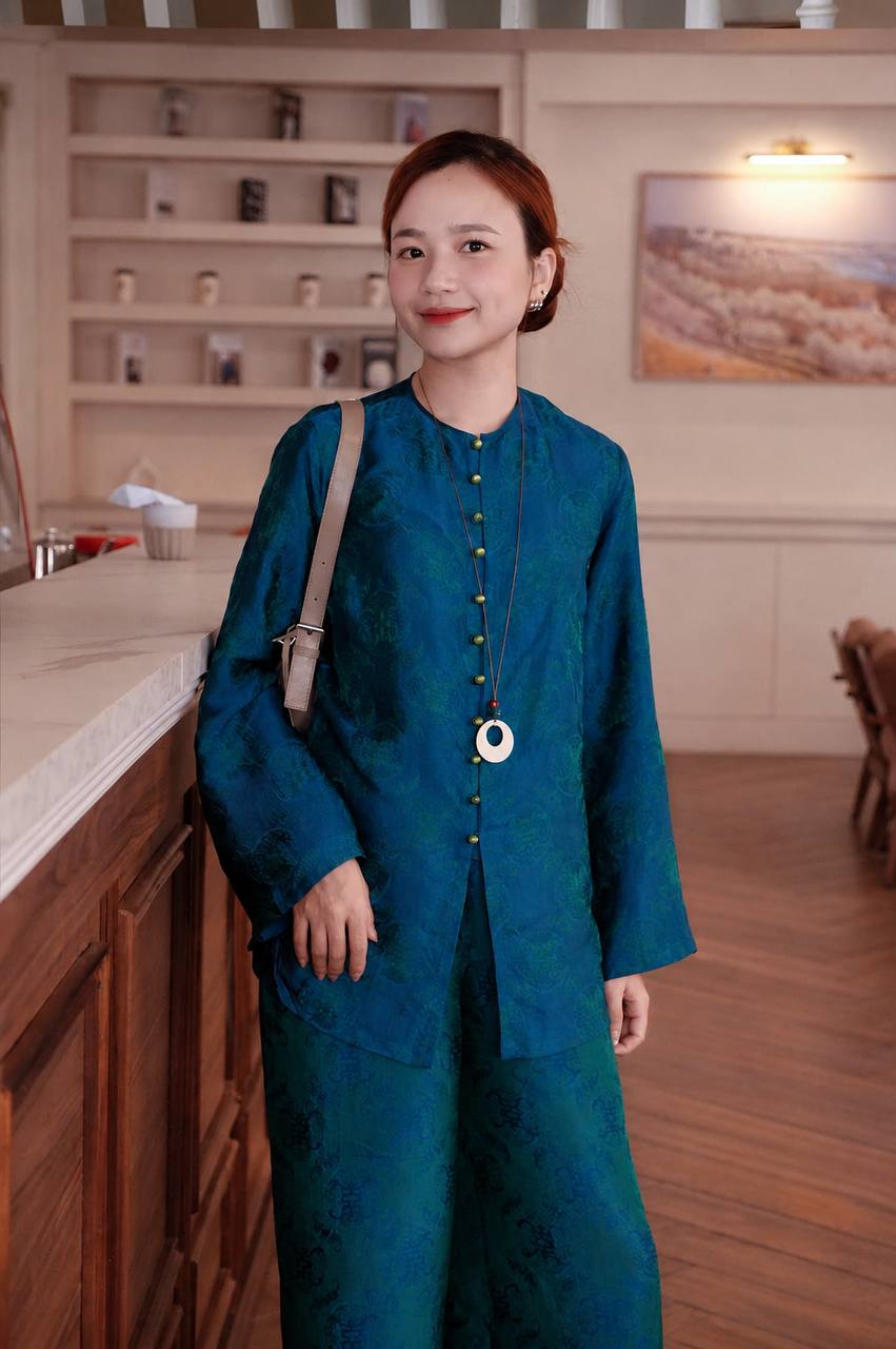 BB320 - Set bà ba lụa tằm ánh kim tencel thọ dơi