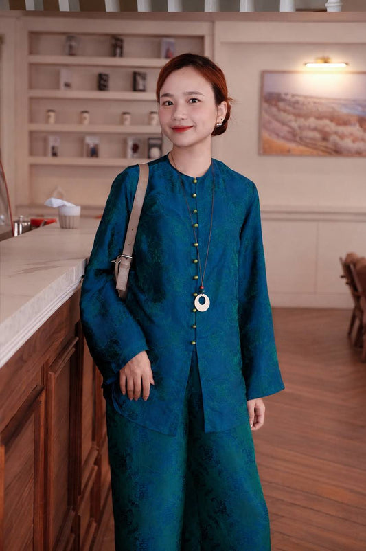 BB320 - 5670 Set bà ba lụa tằm ánh kim tencel thọ dơi