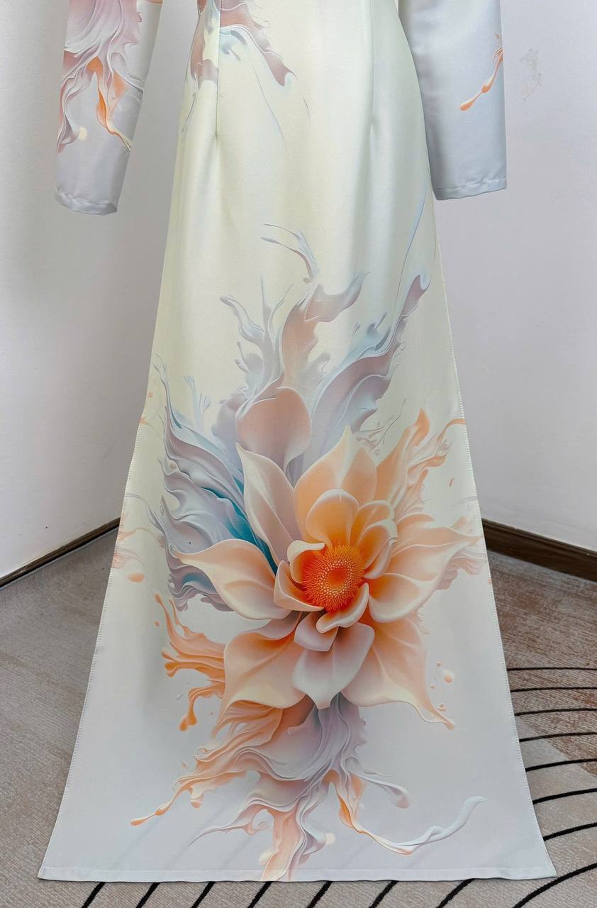 K140 5365 Áo only no pants - Áo dài dáng truyền thống chiết li eo lụa ánh sao