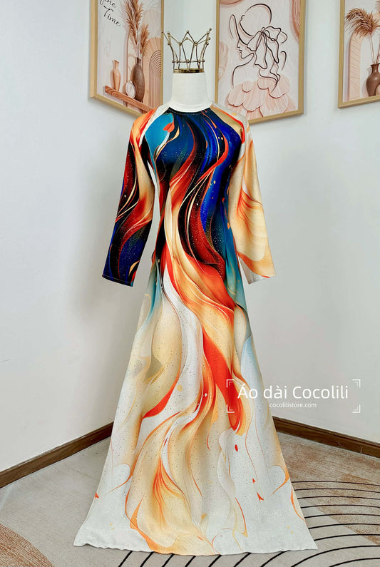 H641 Áo only no pants - Áo dài dáng truyền thống chiết li