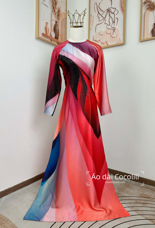 H642 Áo only no pants - Áo dài dáng truyền thống chiết li