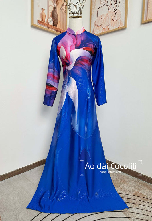 H645 Áo only no pants - Áo dài dáng truyền thống chiết li