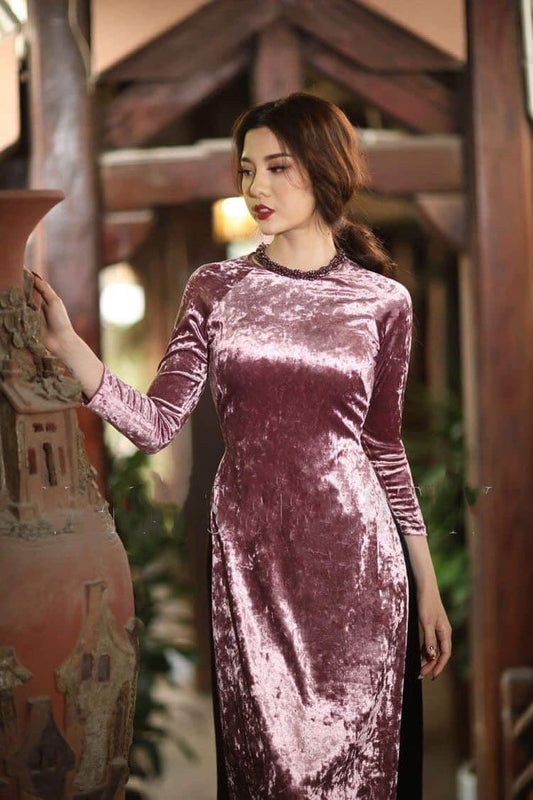 Pre-order(3-5 tuần) BL221 Áo only-Áo dài nhung nhám