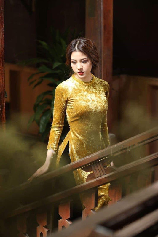 Pre-order(3-5 tuần) BL221 Áo only-Áo dài nhung nhám