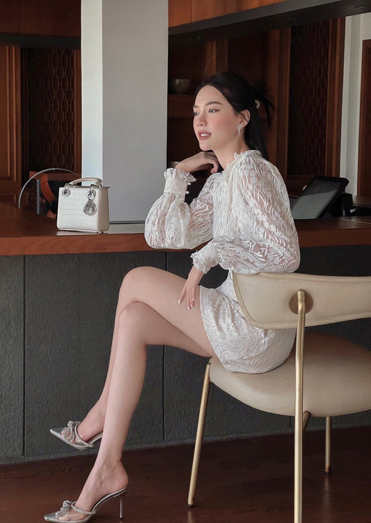 Set08 - Set áo ren + chân váy trắng