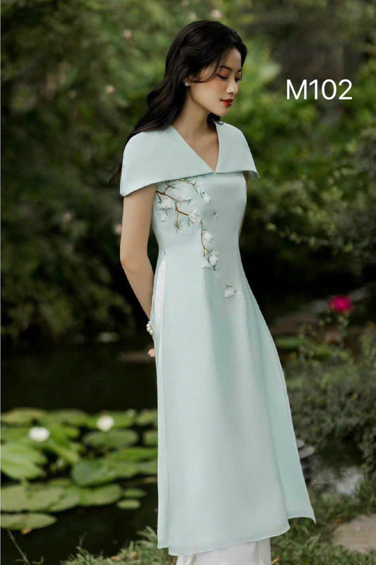 M102 - Áo dài Tú Khuê xanh ngọc + Quần trắng