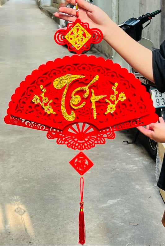 TET03 - Quạt nhung chữ Tết