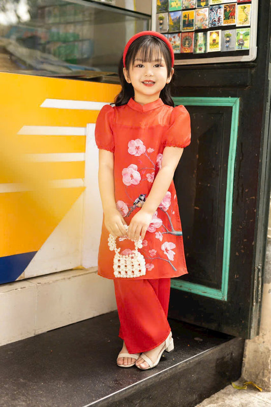 BG42 Bộ Áo dài bé gái + quần