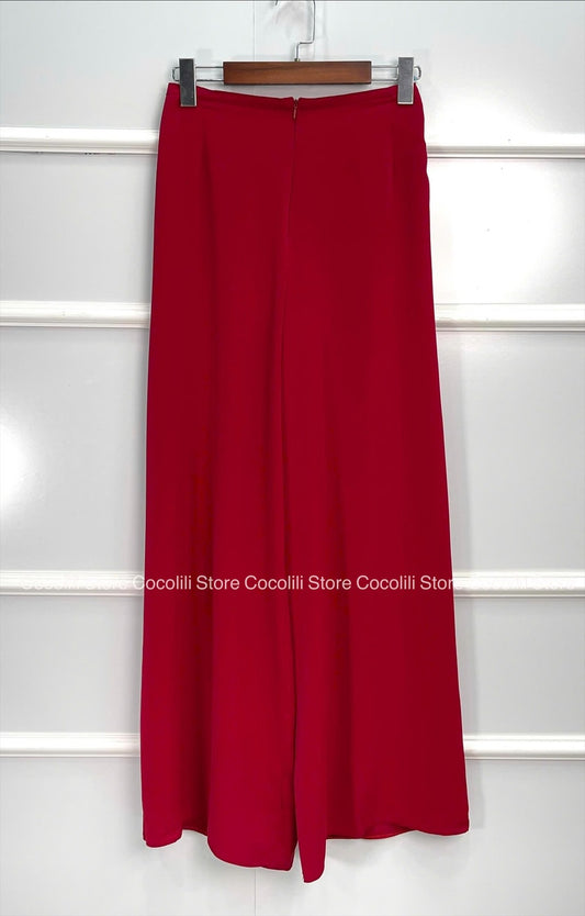 Q20-Quần thường lụa mỹ màu Đỏ đậm