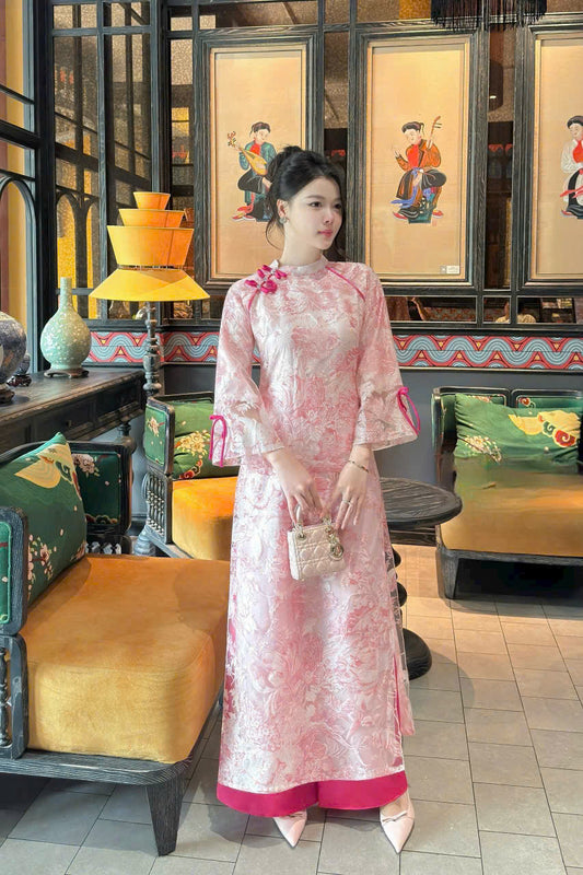 T367 only áo - Áo cách tân tơ 4 tà xuân kỳ