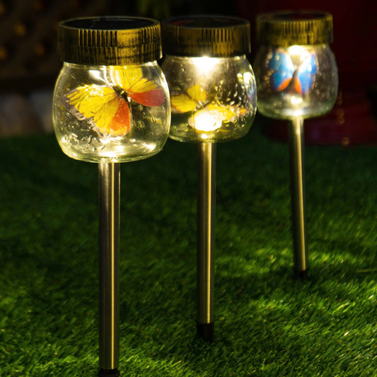 Butterfly Jar Solar Pathway Lights $5/pcs. Set of 3 $14.99 (mother's day gift)