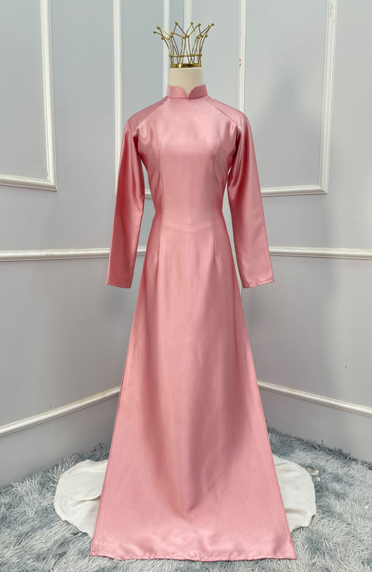 RB06 Áo only - Áo dài lụa ruby màu Hồng Đỗ