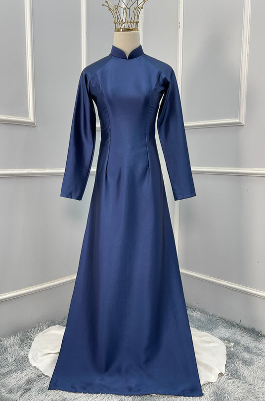 RB02 Áo only - Áo dài lụa ruby màu Xanh than