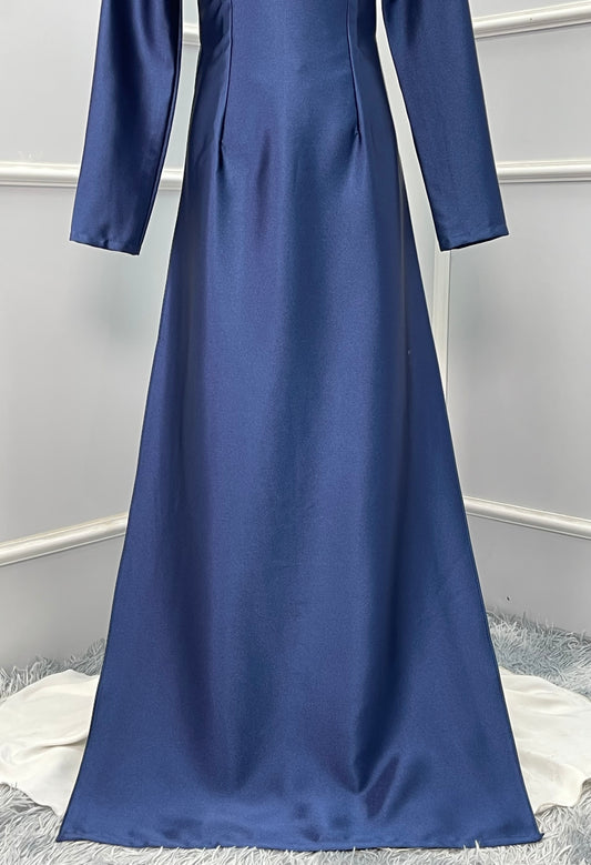 RB02 Áo only - Áo dài lụa ruby màu Xanh than