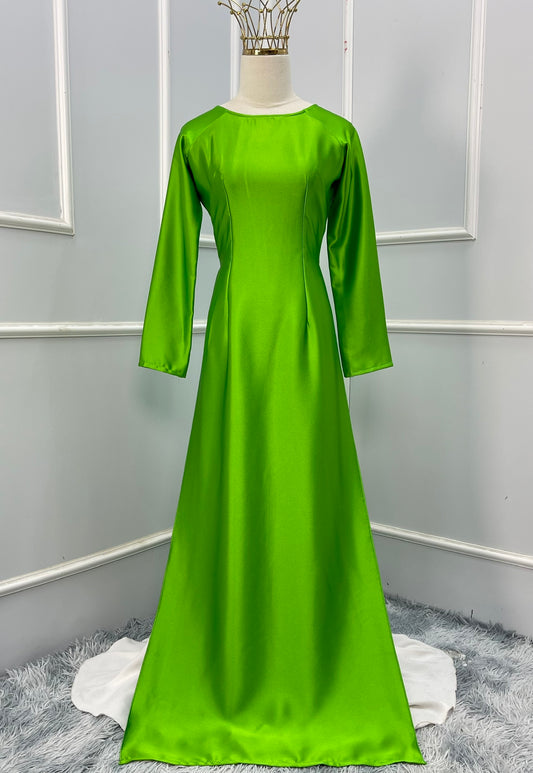 RB05 Áo only - Áo dài lụa ruby Xanh lá mạ