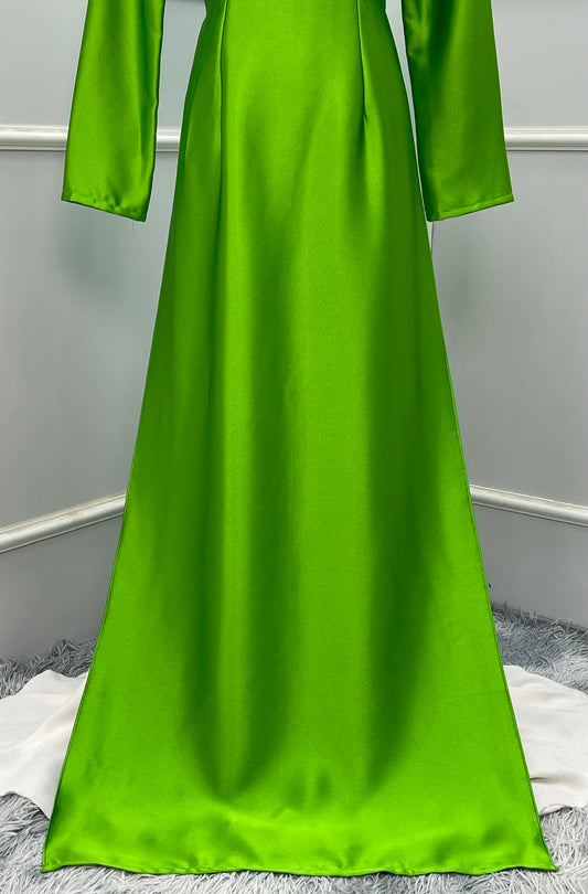 RB05 Áo only - Áo dài lụa ruby Xanh lá mạ