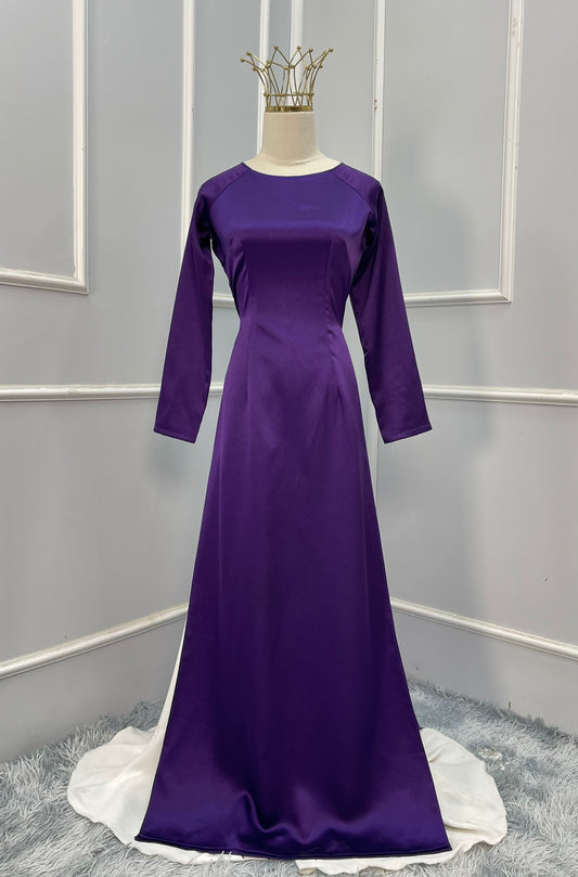 RB01 Áo only - Áo dài lụa ruby màu Tím