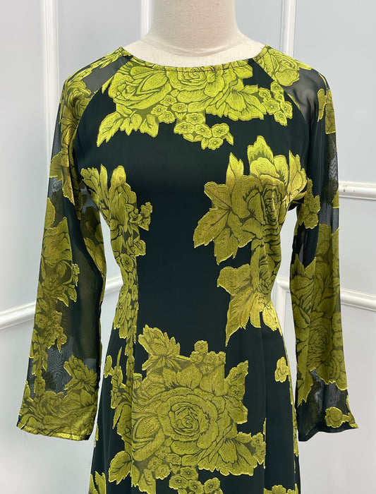 L0273 Áo only - Áo tơ thêu hoa truyền thống màu vàng đen