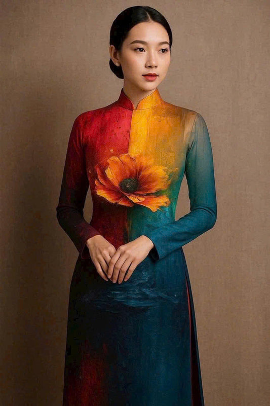 L1675 4365 Áo only - Áo dài in hoa lụa thái tuấn