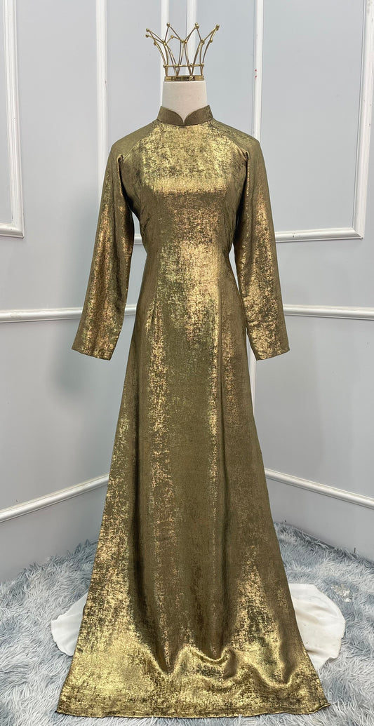 L1377 Áo + quần - Áo lụa nhũ màu gold