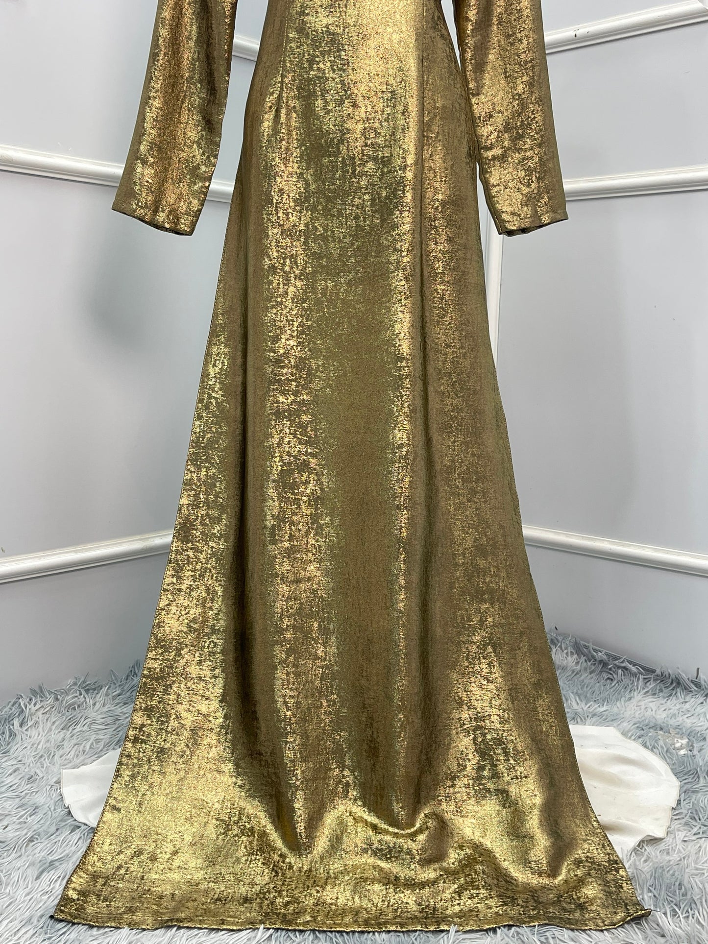 L1377 Áo + quần - Áo lụa nhũ màu gold