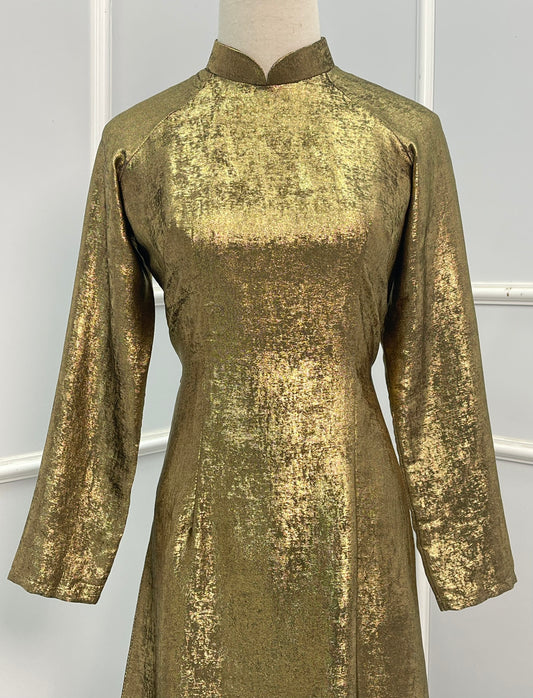 L1377 Áo + quần - Áo lụa nhũ màu gold