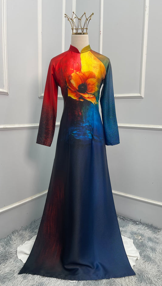 L1675 Áo only - Áo dài in hoa lụa thái tuấn