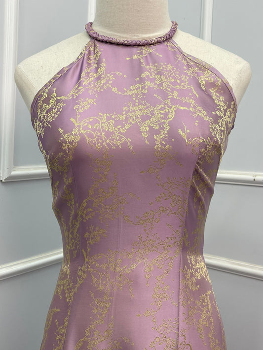 T481 Áo only - Áo dài yếm màu tím môn