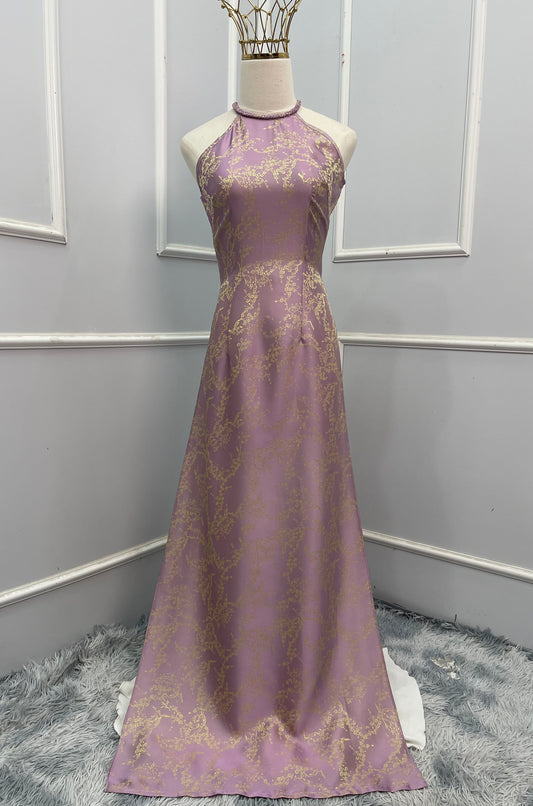 T481 Áo only - Áo dài yếm màu tím môn