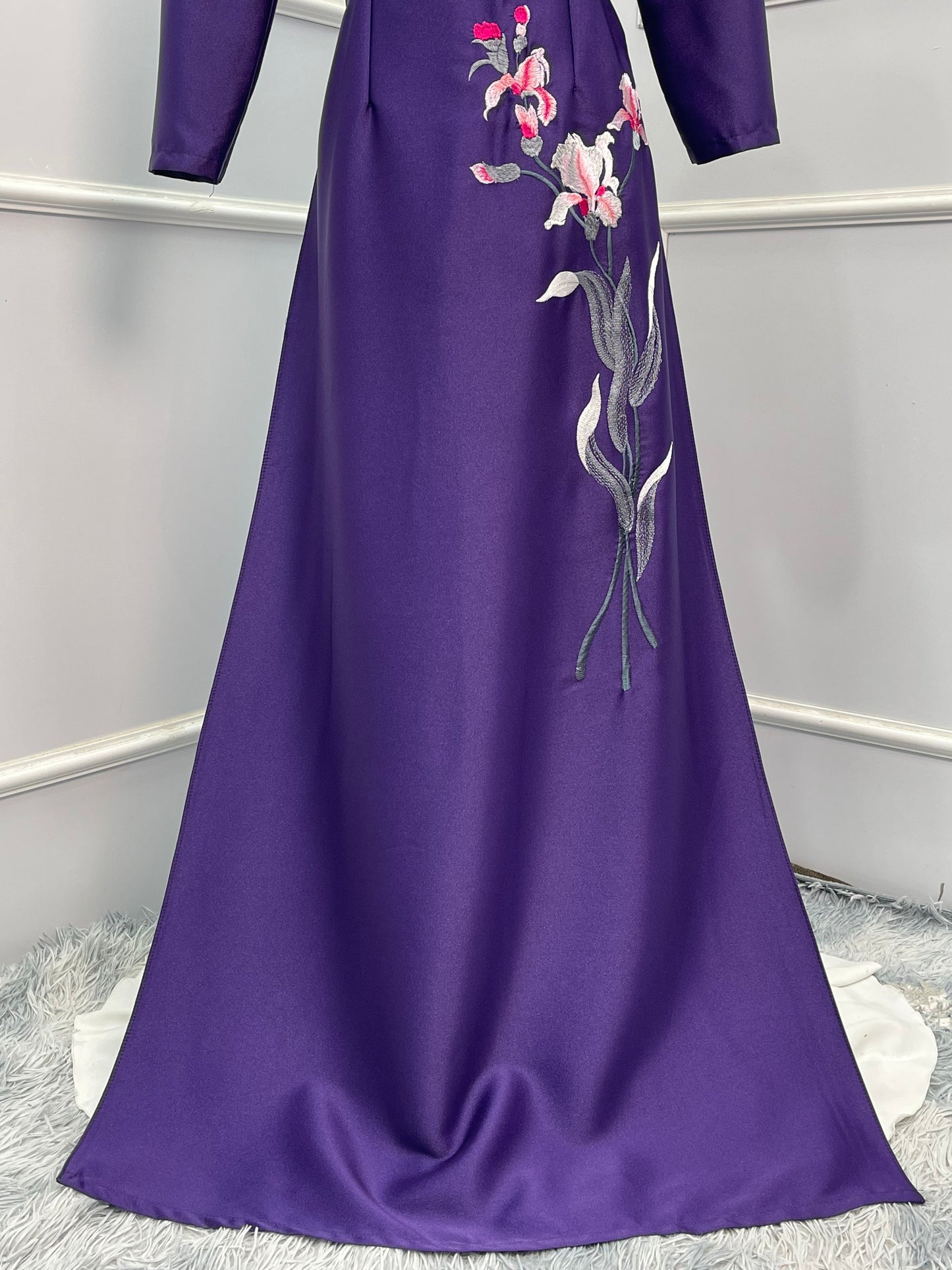 T488 Áo only - Áo dài ánh sao màu tím huế