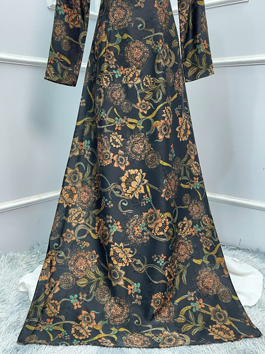 H130 992 Áo only - Áo dài lụa in hoa hướng dương