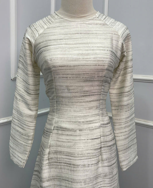 H127 Áo only - Áo dài lụa Hà Lan màu kem