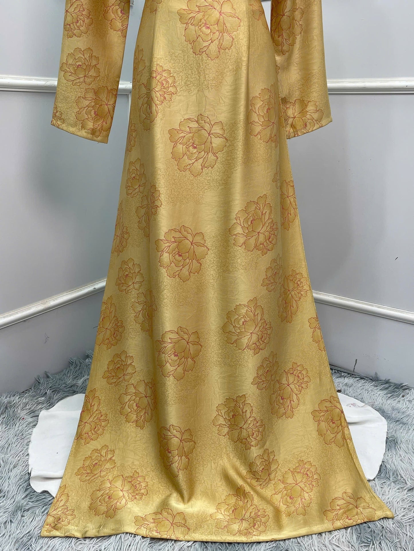 H131 Áo only - Áo dài lụa Hà lan in hoa