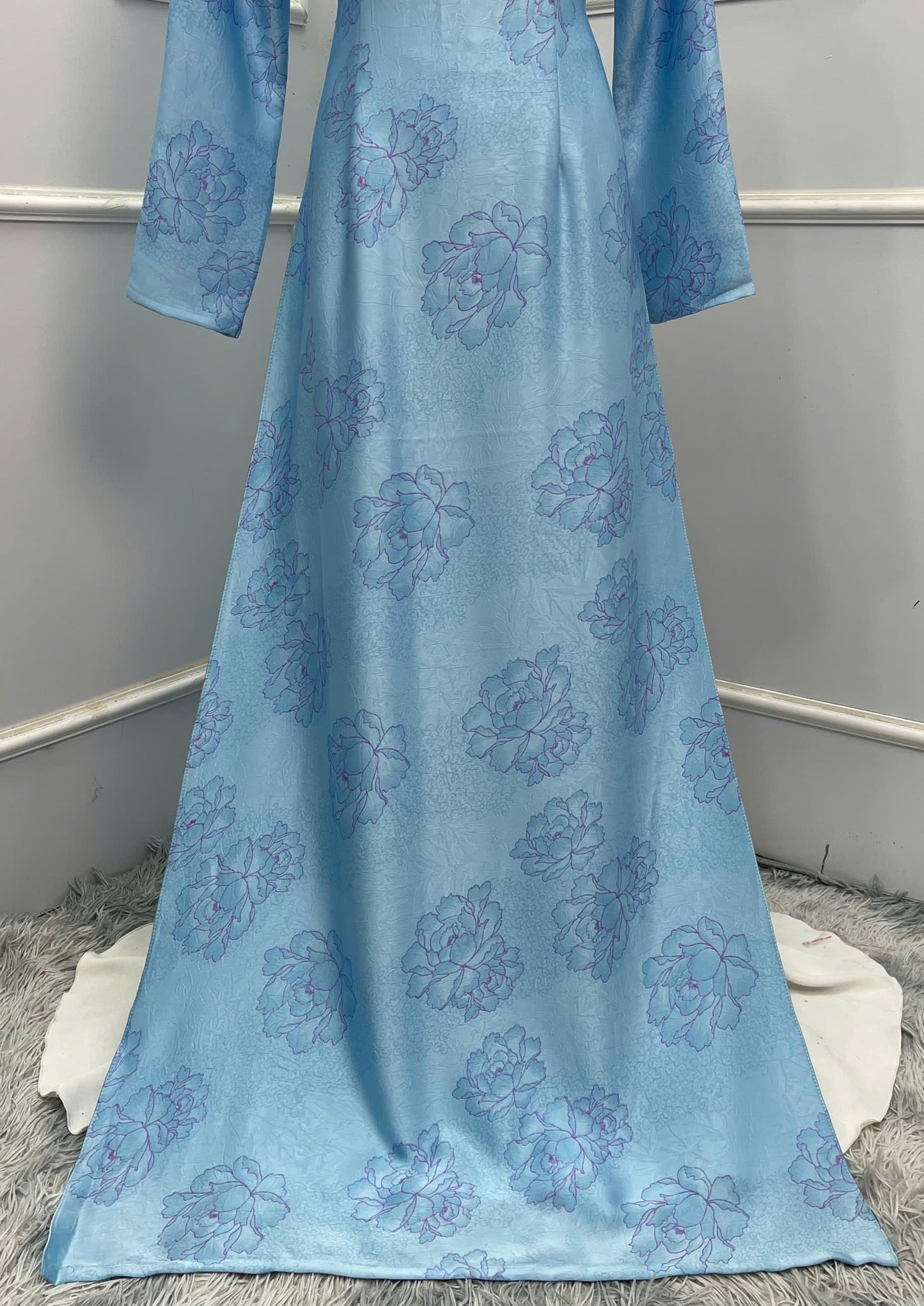H129 Áo only - Áo dài lụa Hà lan in hoa
